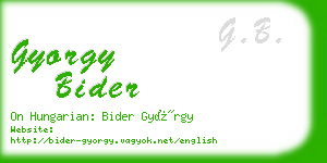 gyorgy bider business card